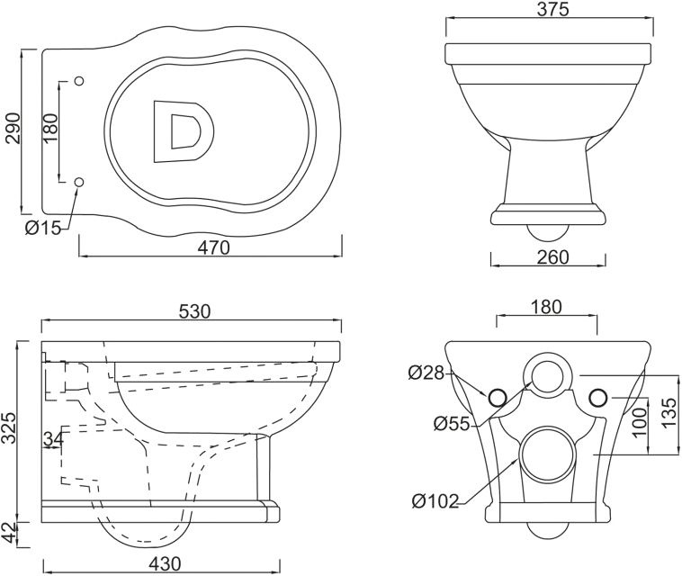 Чаша для унитаза подвесного BelBagno Boheme BB115CH - 1