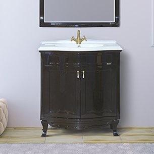 Тумба с раковиной Misty Дайна 85 черная эмаль - 0