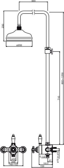 Душевая стойка Cezares Elite ELITE-CD-T-02-Bi для душа, бронза - 2