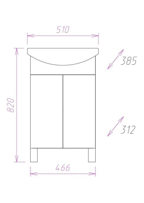 Тумба под раковину Onika Лига 50 белый 105030 - 2