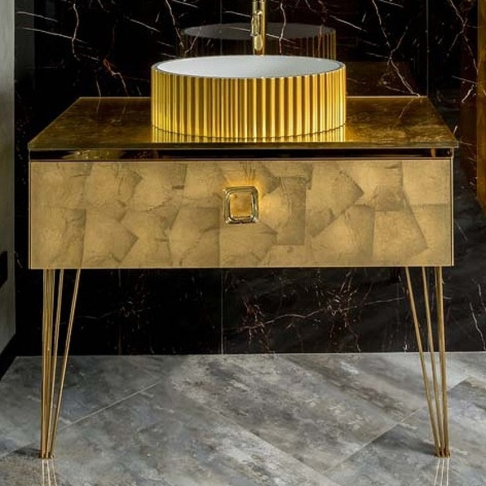 Тумба под раковину Armadi Art Lucido 100 золото 770-100-Foil - 1