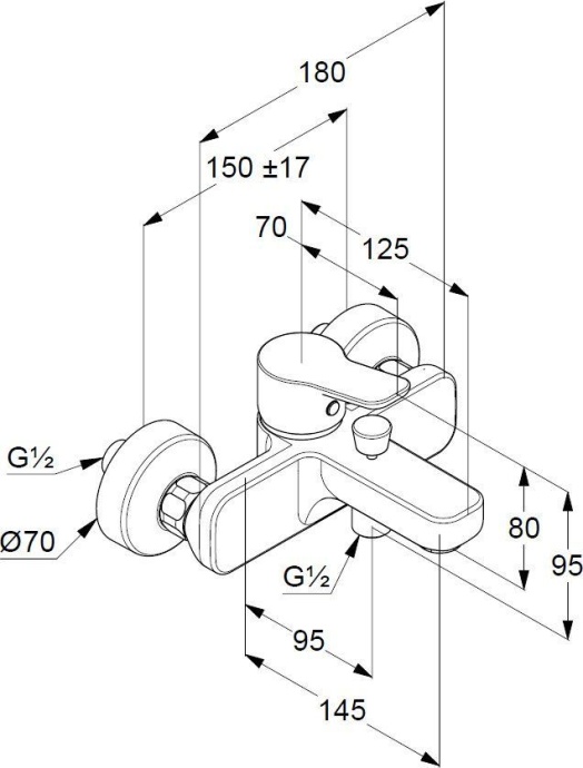 Смеситель Kludi Pure&Easy 376819165 для ванны с душем - 1