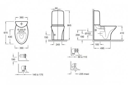Чаша для унитаза-компакта Jacob Delafon Nouvelle Vague UJK102-00 - 1