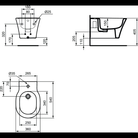 Биде подвесное Ideal Standard Connect Air белый  E233501 - 1