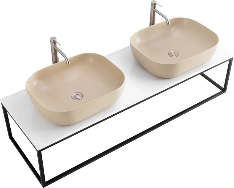 Столешница под раковину BelBagno с двумя отверстиями белый EK-140-2-BO-W0 - 2