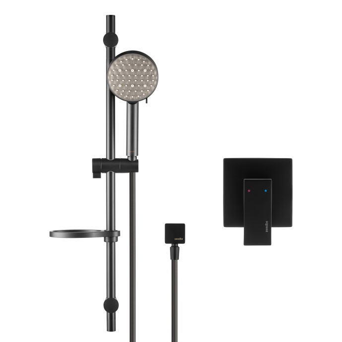 Swedbe Platta Душевой комплект со встроенным смесителем с монтажным боксом, цвет: черный 5552B - 1