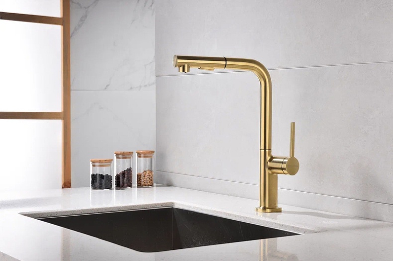 Смеситель для кухни Paulmark Neo брашированное золото Ne214419-BG - 4