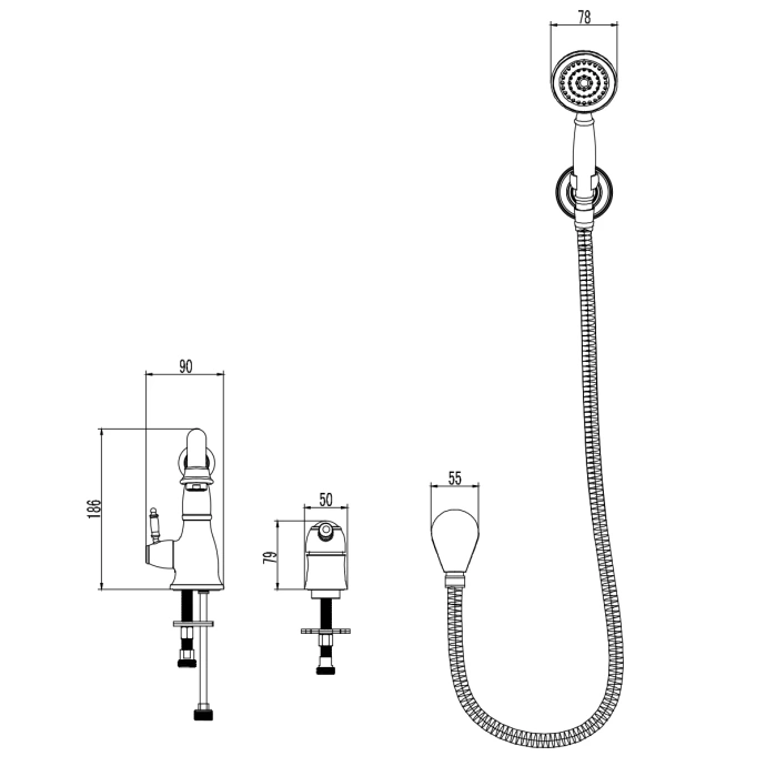 Смеситель Lemark Villa LM4847C для ванны встраиваемый, на 2 отверстия, с аксессуарами, хром - 2