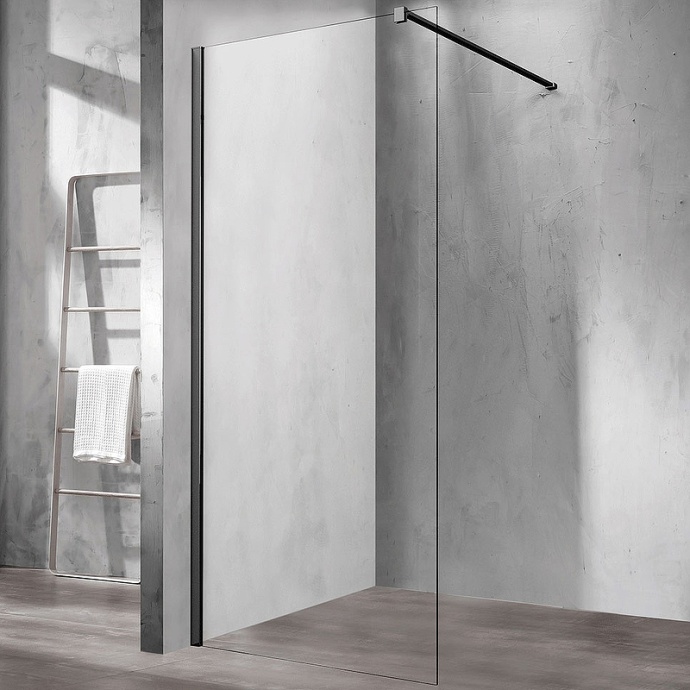 Душевая перегородка Vincea Walk-In 80х200 черный матовый стекло прозрачное VSW-1H800CLB - 0