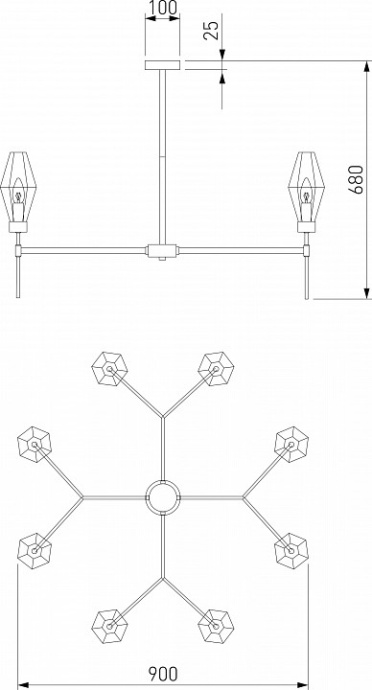 Люстра на штанге Eurosvet Prism 60143/8 латунь - 1