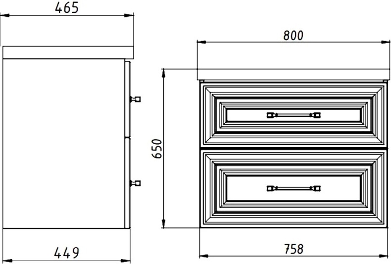 Тумба под раковину без столешницы ASB-Woodline Валенца 80 слоновая кость 11920 СК - 5