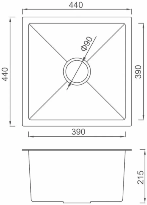 Кухонная раковина Gappo 44х44 черная GS4444-6 - 1