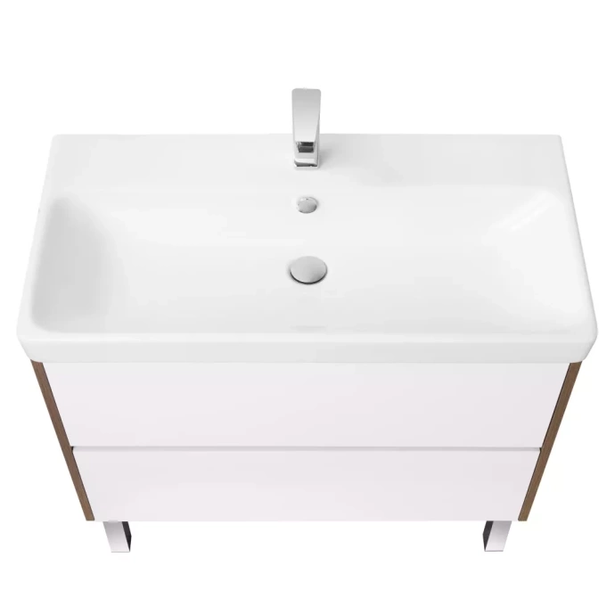 Тумба с раковиной Aquaton Сканди 90 белый - светлое дерево 1A2519K0SDZ90 - 2