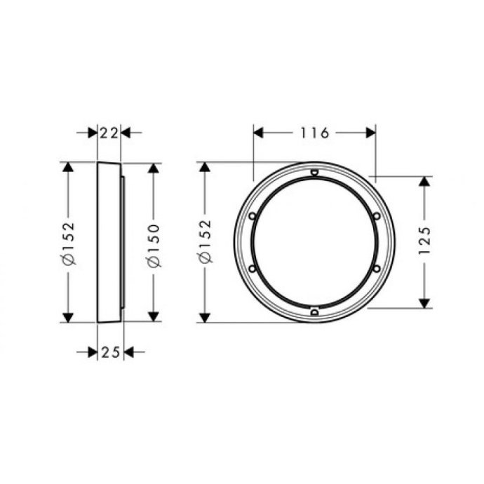 HG 13 597 000 Удлинитель внешней части, Ø150 мм, L=22 мм 13597000 - 1
