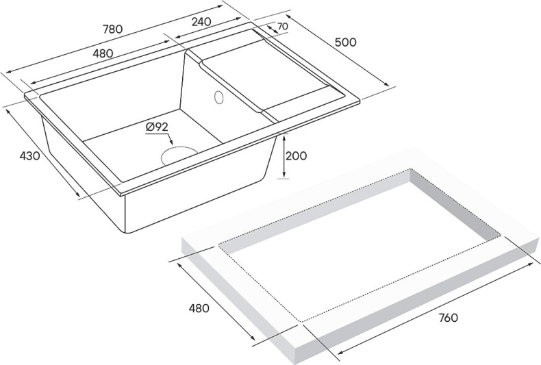 Мойка кухонная Paulmark черная PM317850-BL - 3