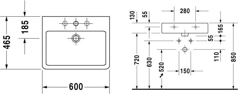 Подвесная раковина Duravit Vero  0454600000 - 5