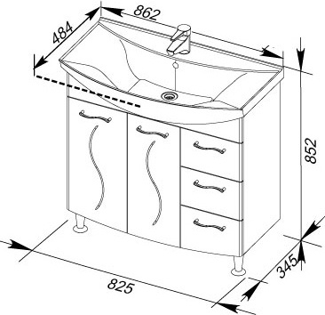 Тумба с раковиной Aquanet Моника 85 - 7