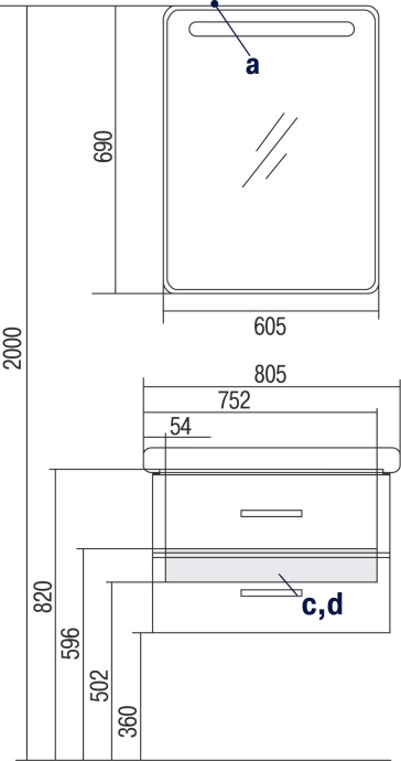 Мебель для ванной Акватон Америна 80 чёрная - 5