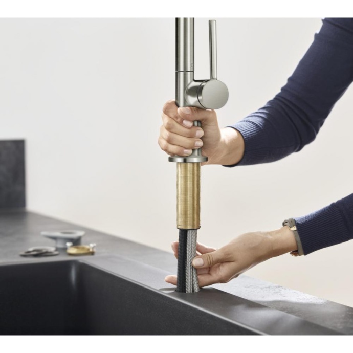 72800800 HG M54 Talis 210 смеситель для кухни с вытяжным душем сталь - 3