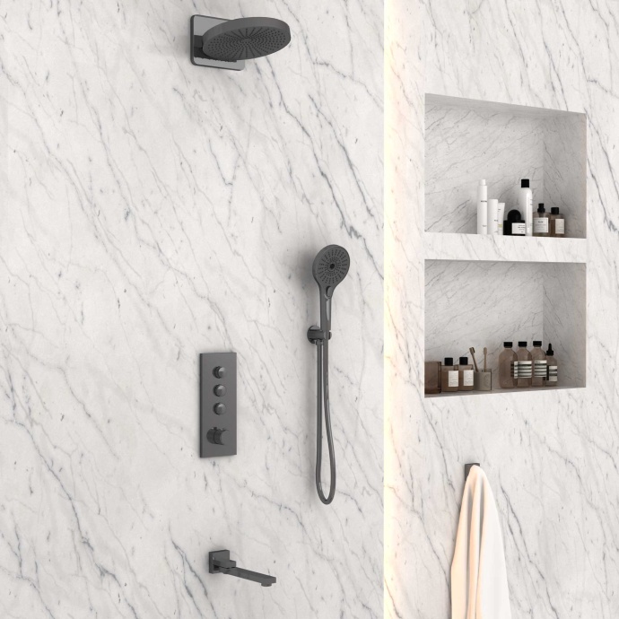 Душевой комплект Vincea Inspire с термостатом темный хром VSFW-433TI1GM - 2