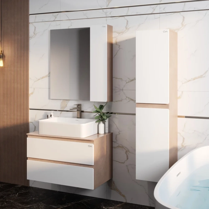 Тумба с раковиной Onika Алеста 80 белый/камень светлый (108054) - 3