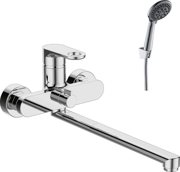 Смеситель одноручный (35мм)  универсальный с поворотным изливом 350мм, дивертор с кер.пласт., хром RS33-32 - 0