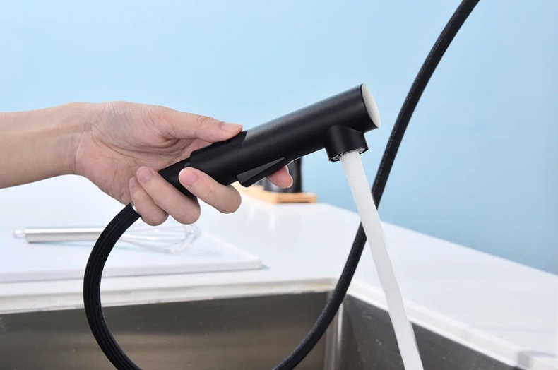 Смеситель для кухни Paulmark Neo темно серый - черный матовый Ne214419-401 - 10