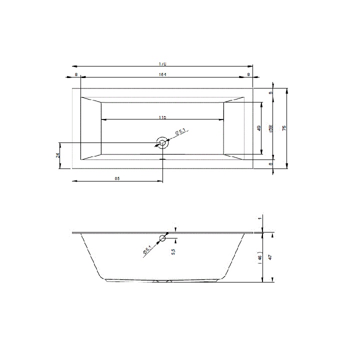 Акриловая ванна Riho Lugo 170x75 B132001005 - 1