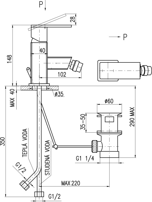 Смеситель для биде Rav Slezak Loira хром  LR545.5K - 1