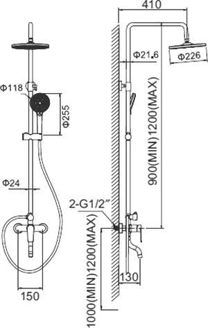 Душевая стойка STWORKI FT13110 со смесителем для ванны - 1