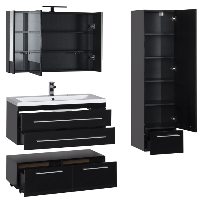 Тумба Aquanet Нота 100 подкатная, черная 170734 - 15