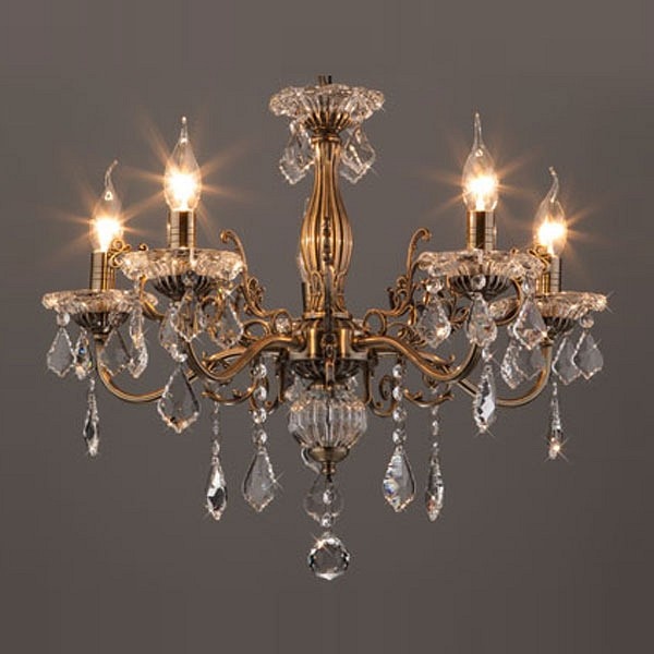 Подвесная люстра Eurosvet Elisha 3281/5 античная бронза/прозрачный хрусталь Strotskis - 0