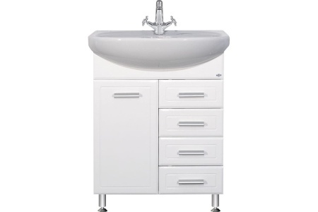 Тумба с раковиной Misty Стелла 65 белая глянцевая ИП000000599 - 0