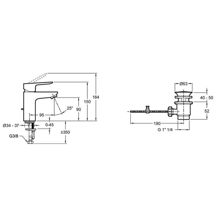 Смеситель Jacob Delafon Oscar E29842-BL для раковины - 1