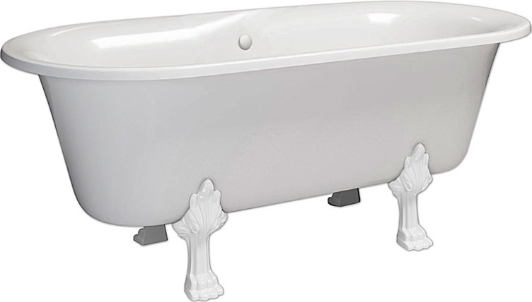 Ванна из искусственного камня Фэма Феррара 2 белая, белые ножки ФЕРРАРА-BI - 0