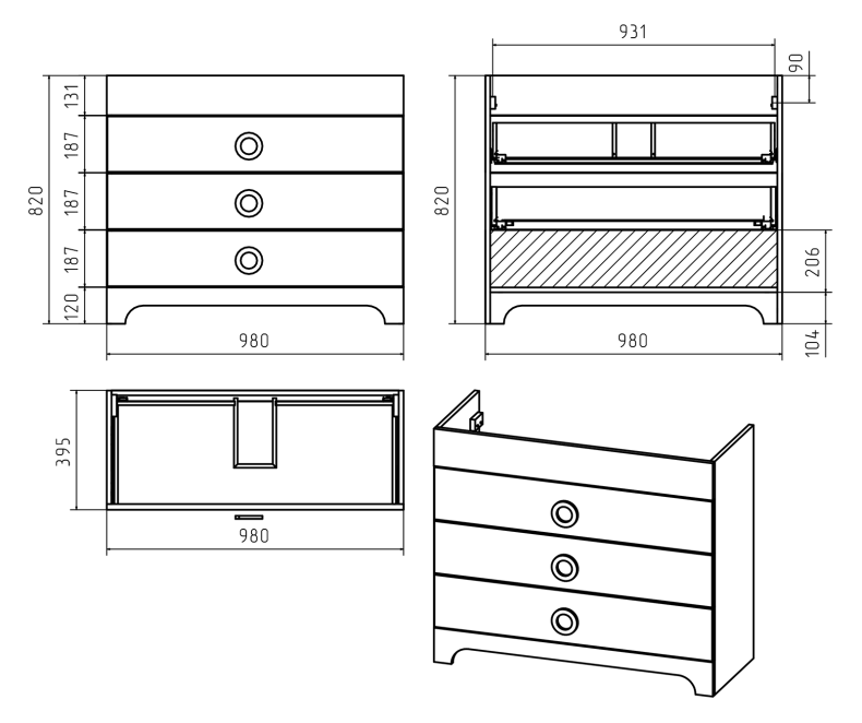 Тумба под раковину Misty Лейла 100 белая матовая Пр-Лей01100-013Я - 3