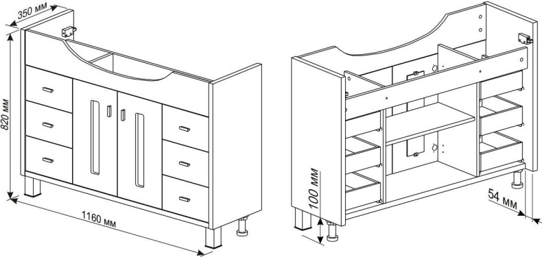 Тумба с раковиной Бриклаер Бали 120 венге, белый глянец - 4