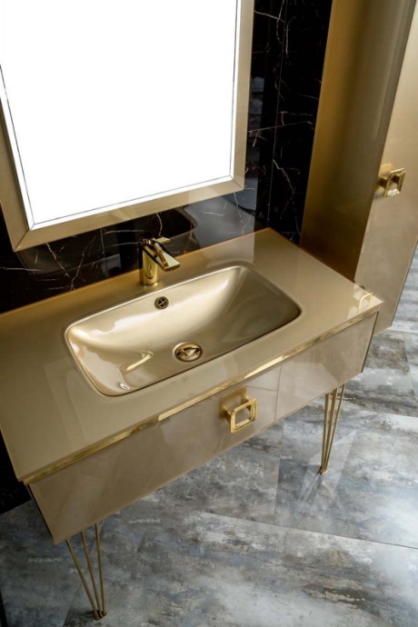 Раковина - столешница Armadi Art Lucido 100 золото 852-100-Light Gold - 1