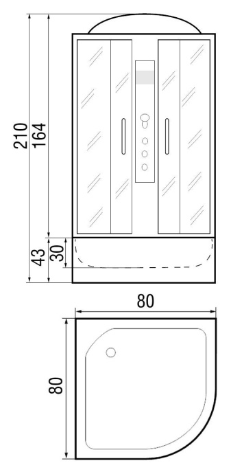 Душевая кабина с поддоном River Dunay 80/43 MT  10000003138 - 1