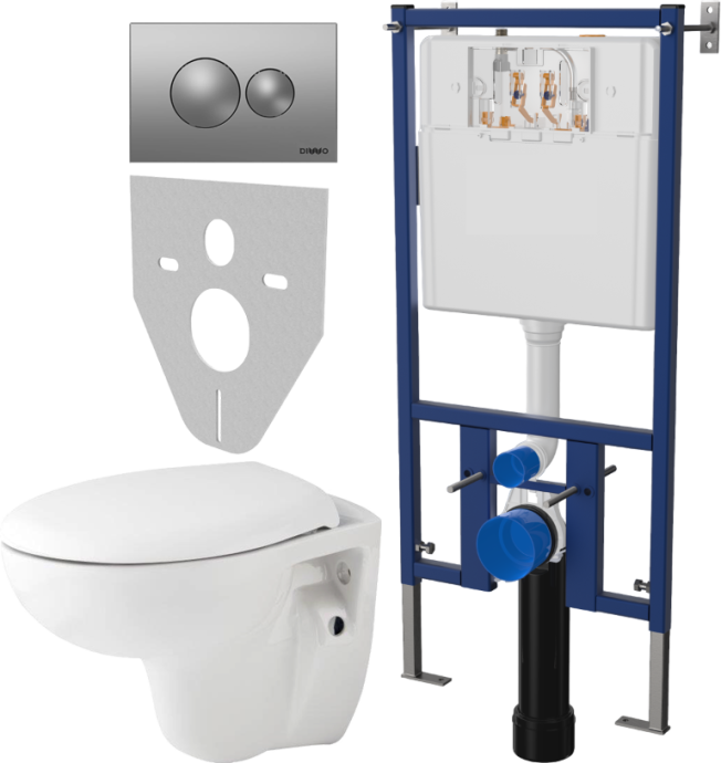 Комплект Унитаз подвесной Seramiksan Natura A051041H + Система инсталляции для унитазов DIWO 4501 + Кнопка смыва DIWO 7311 хром матовый 577715 - 0