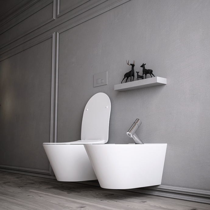 Унитаз подвесной с функцией биде Boheme Avva с крышкой белый матовый - 1