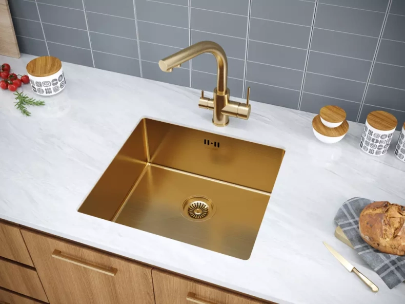 Мойка кухонная Paulmark Marx 48 брашированное золото PM214844-BG - 2