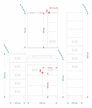 Тумба с раковиной Misty Селена 60 белая глянцевая СО000001652 - 2