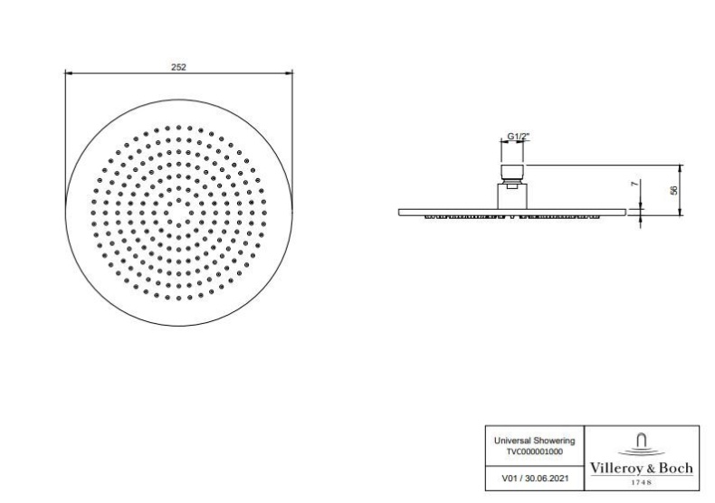 Верхний душ Villeroy & Boch Universal черный, матовый  TVC000001000K5 - 2
