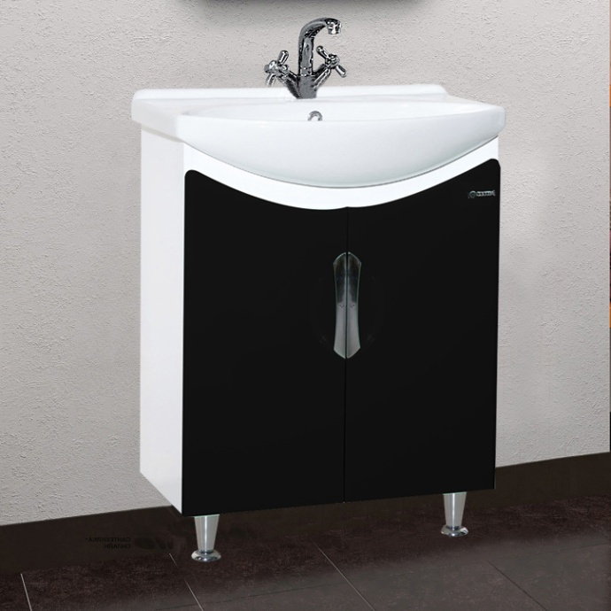 Тумба с раковиной Bellezza Лагуна 65 прямая черная - 0