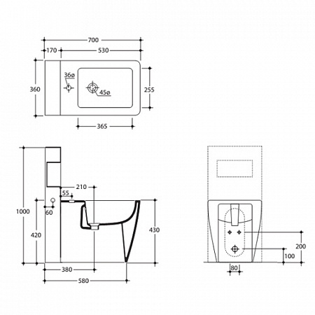 Бачок для унитаза Kerasan UNICA  2482 - 1
