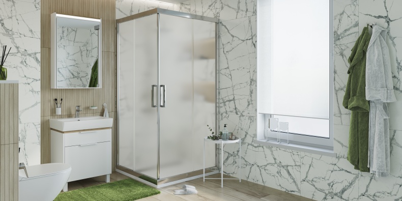 Душевой уголок STWORKI Дублин DE019SC120120200 120x120 см профиль хром глянец, стекло матовое 3GW117TTKK000 - 1