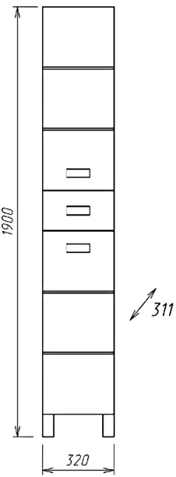 Шкаф-пенал Onika Балтика Black 32 белый  403220 - 6
