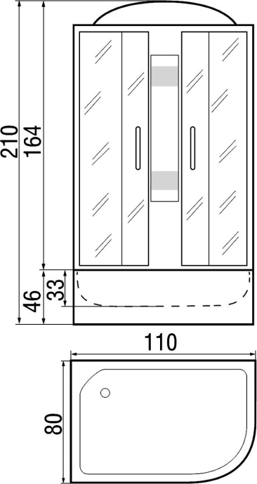 Душевая кабина с поддоном River Nara 110/80/44 MT L  10000002818 - 6