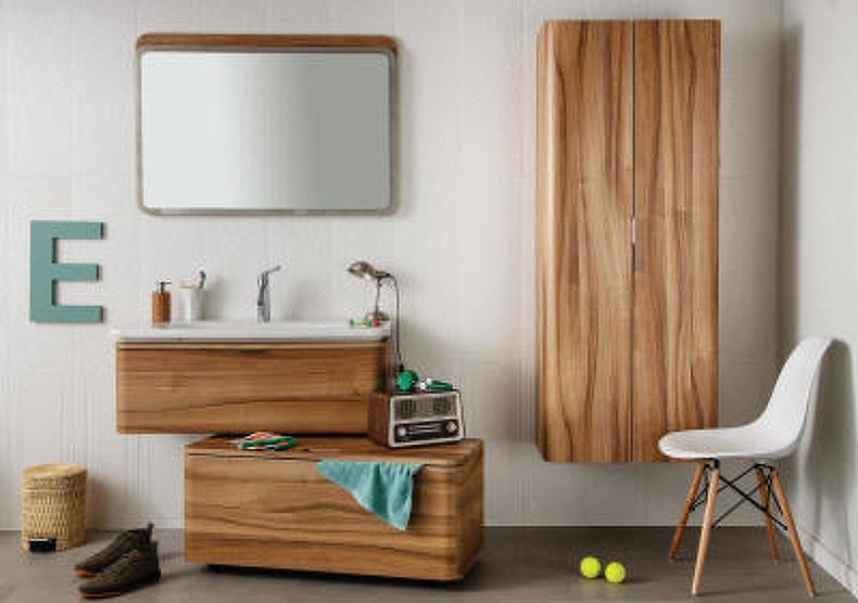 Тумба с раковиной подвесная Vitra Nest Trendy 80 с LED подсветкой темное дерево 56138 - 4